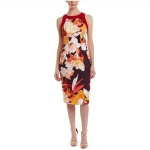 Black Halo Rohan Watercolor Floral Sleeveless Pencil Midi Sheath Dress 8